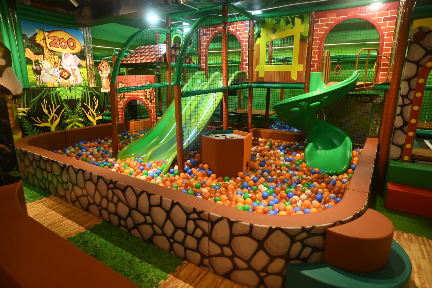 Ball pool at Wild Wonders jungle theme play area in Mulund